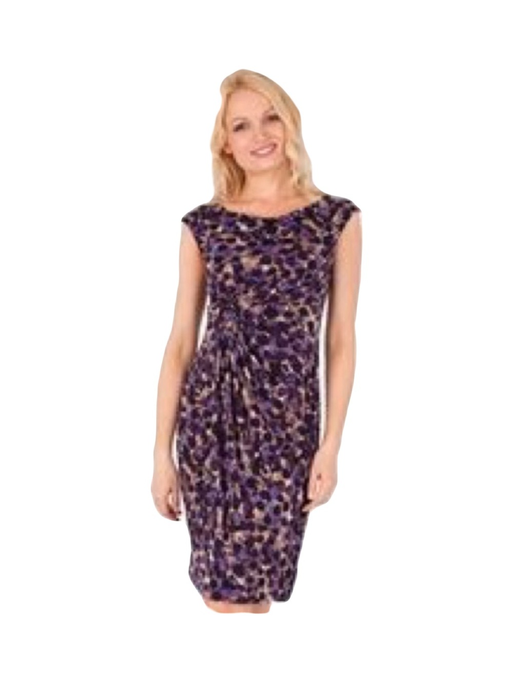 Purple Print Ruched Sheath Dress 4